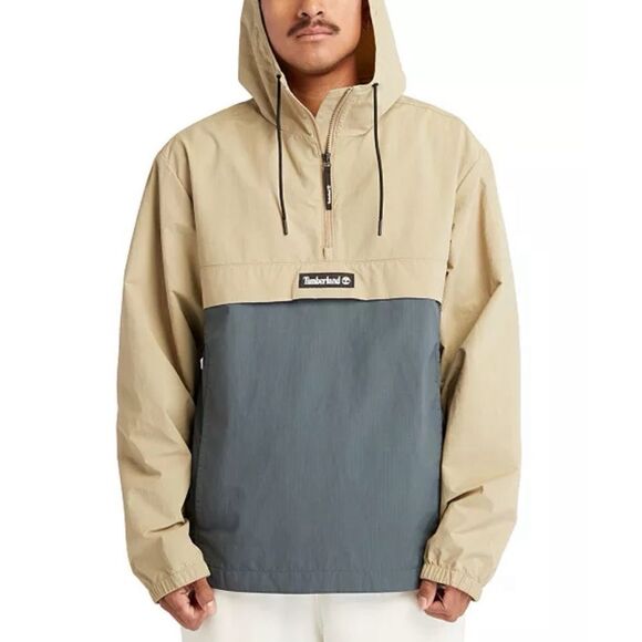 TIMBERLAND Men's Half-Zip Colorblocked Water-Resistant Windbreaker Jacket - Picture 1 of 10